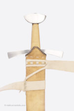 Front view of Malleus Martialis San Maurizio sword and scabbard